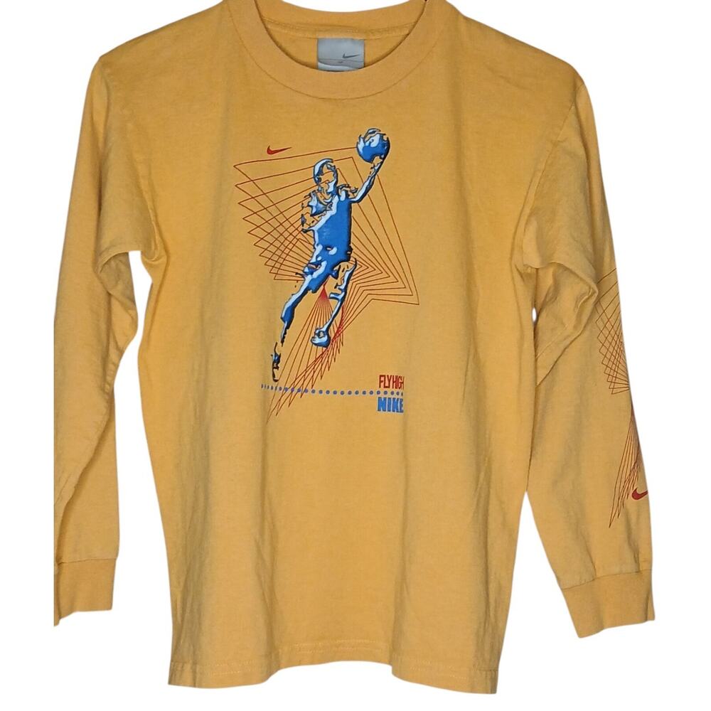 Nike Fly High Long Sleeve Shirt Youth Size M Yellow Mustard‎ Y2K Sportswear